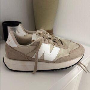 Women’s New Balance Tan and White Sneakers